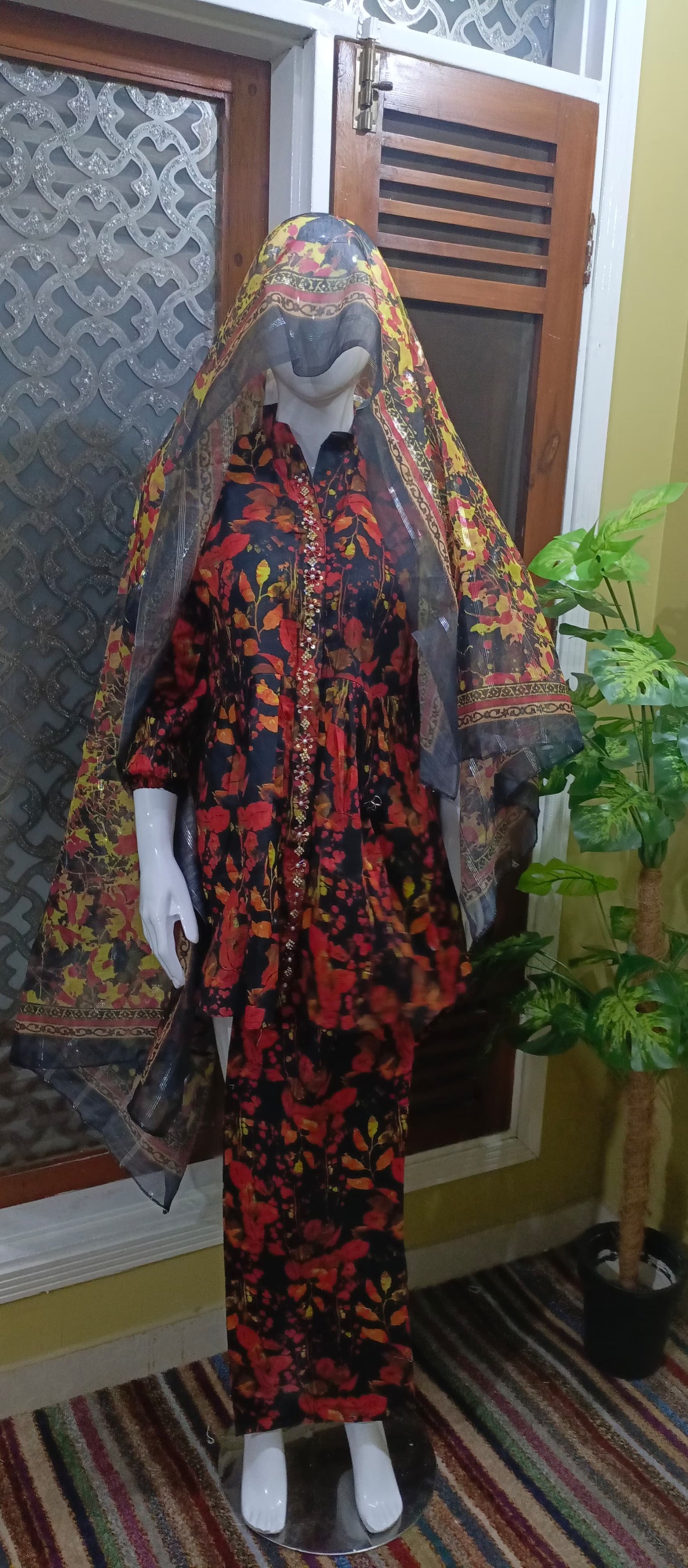 3 Pc Printed Stitched Cord Set