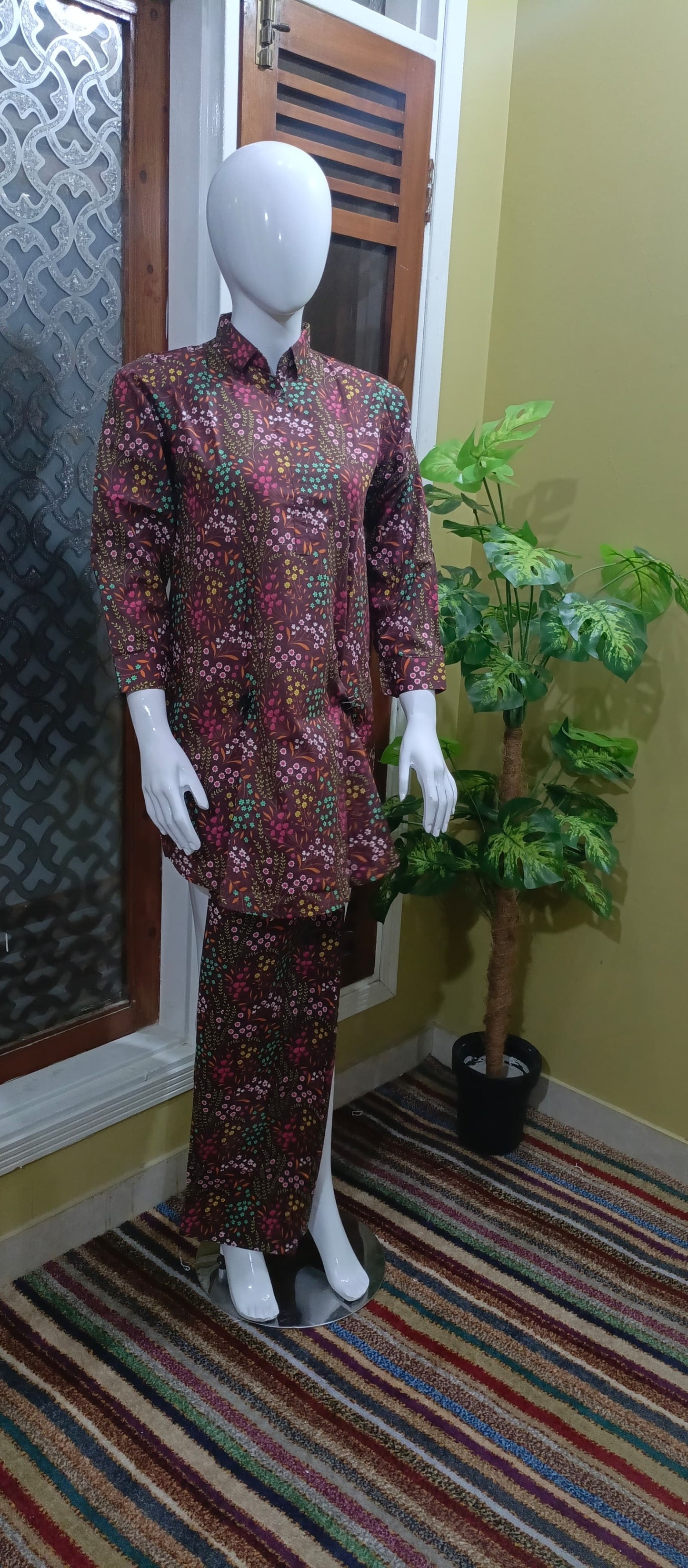 2 Pc Printed Stitched Cord Set