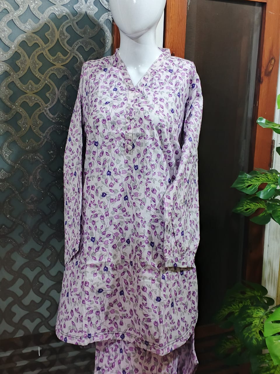 2 Pc Printed Stitched Cord Set