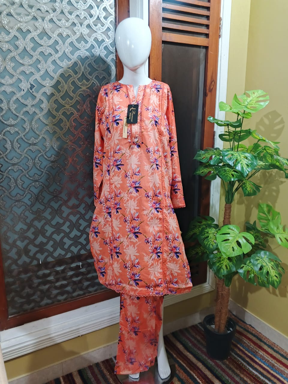 2 Pc Printed Stitched Full Length Suit