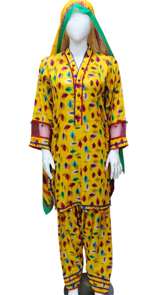 Bareeze Lawn Organza With Laces Stitching Farsgi Shalwar 3pc Suit
